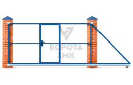 Ворота откатные с калиткой 5,5 метров 5500×2300 ЗМК-7977