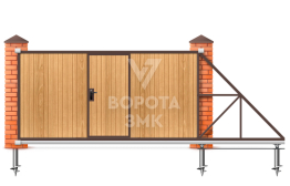Деревом обшитые ворота 2200×3200 ЗМК-7695